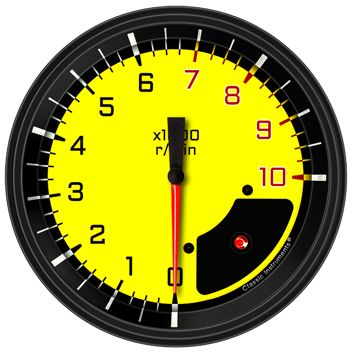 Classic Instruments AutoCross Yellow 4-5/8" Tachometer Gauge - AX71YBLF