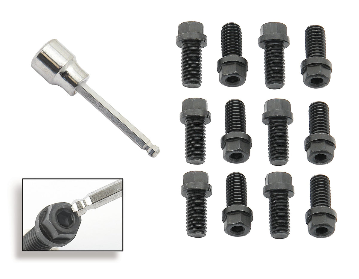 Mr. Gasket Header Bolts - 3/8-16 x 3/4 Inch Hex & Socket Head - Black Oxide - 3420G