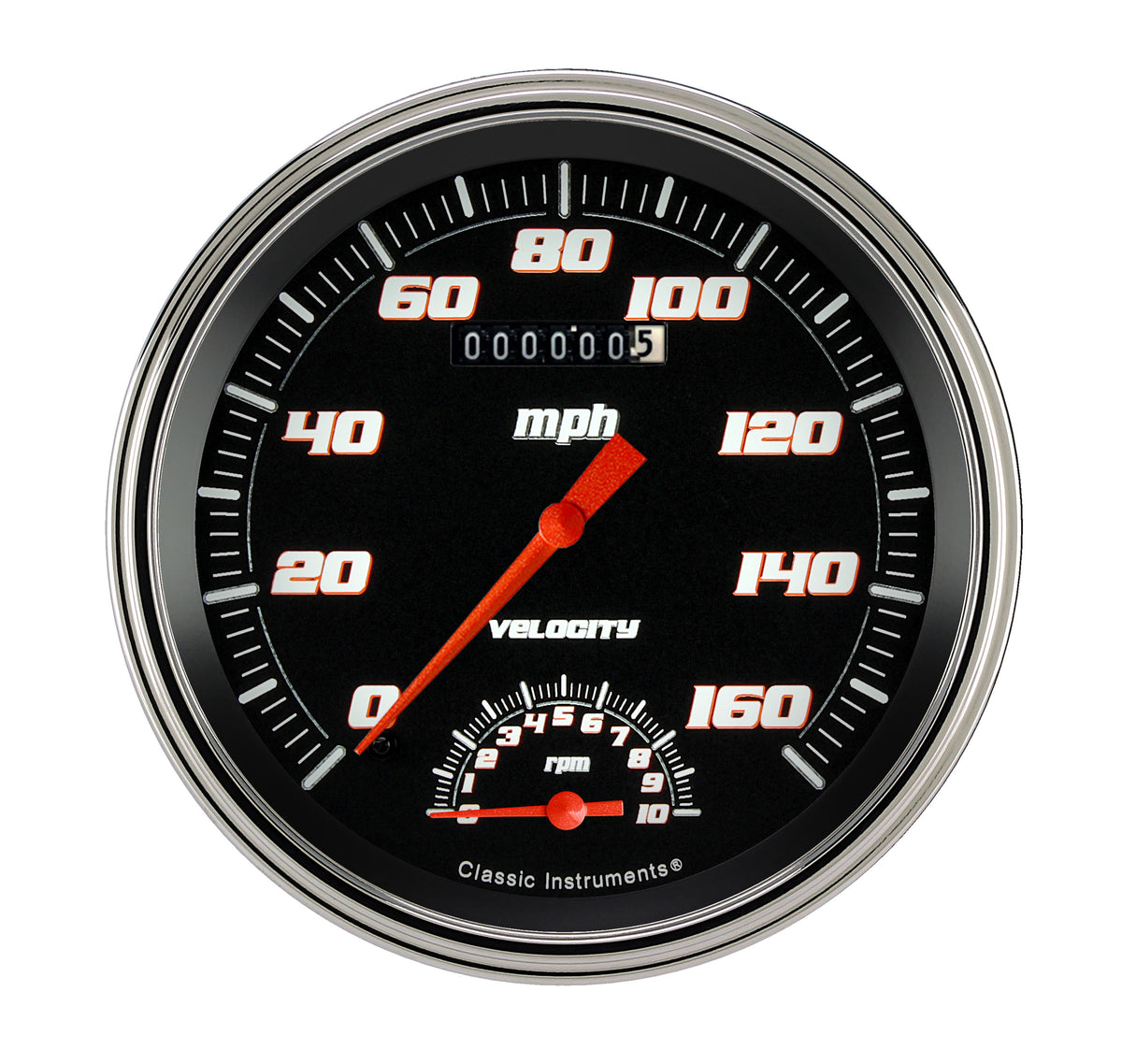 Classic Instruments Velocity Black 5" Speedtachular Speedometer Gauge - VS50BSLF