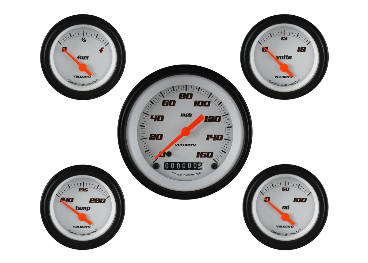 Classic Instruments Velocity White Five Gauge Set - VS00WBLF