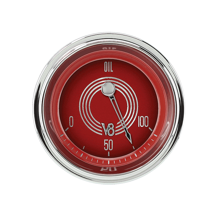 Classic Instruments V8 Red Steelie 2-1/8" Oil Pressure (100 PSI) - V8RS81SLF