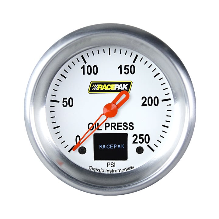 Classic Instruments Racepak 2-5/8" Oil Press White (250 PSI) - 250-CI-382WA