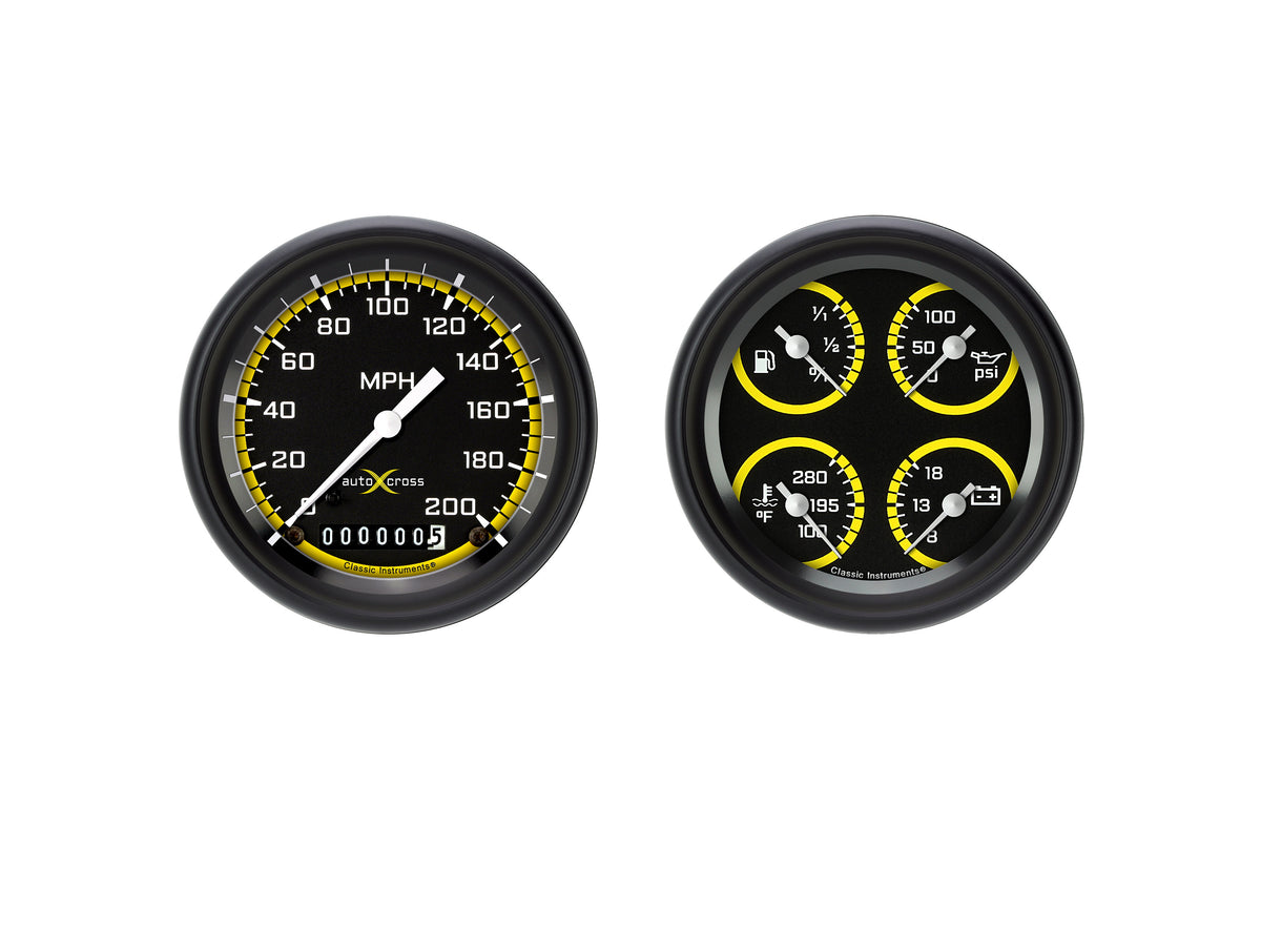 Classic Instruments AutoCross Yellow Two Gauge Set - AX02YBPF