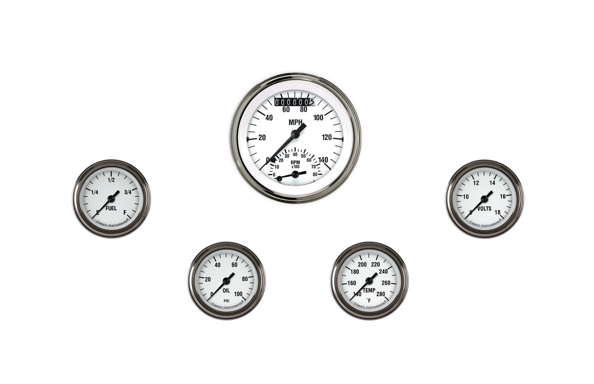 Classic Instruments White Hot Five Gauge Set - WH135SLF