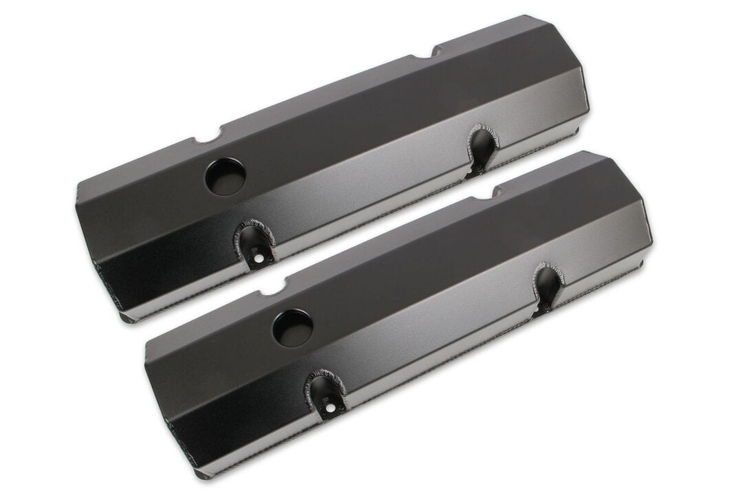 Mr. Gasket Fabricated Aluminum Valve Covers - Black Finish - 6818BG