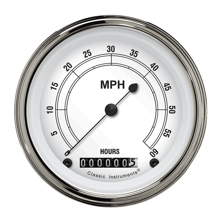 Classic Instruments Classic White 3-3/8" Low Speed Speedometer Gauge - LSCW