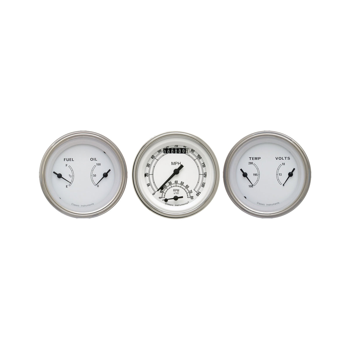 Classic Instruments Classic White Three Gauge Set - CW34SLF
