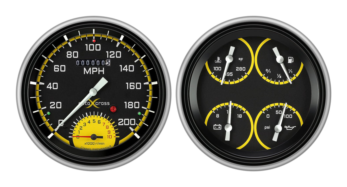 Classic Instruments AutoCross Yellow 51-52 Chevy Car Package LS Sending Unit - CH51AXY62-LS