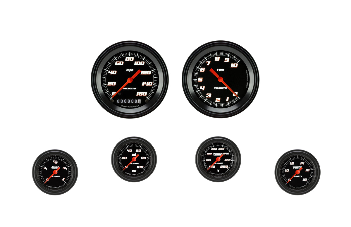 Classic Instruments Velocity Black Six Gauge Set - VS101BBLF