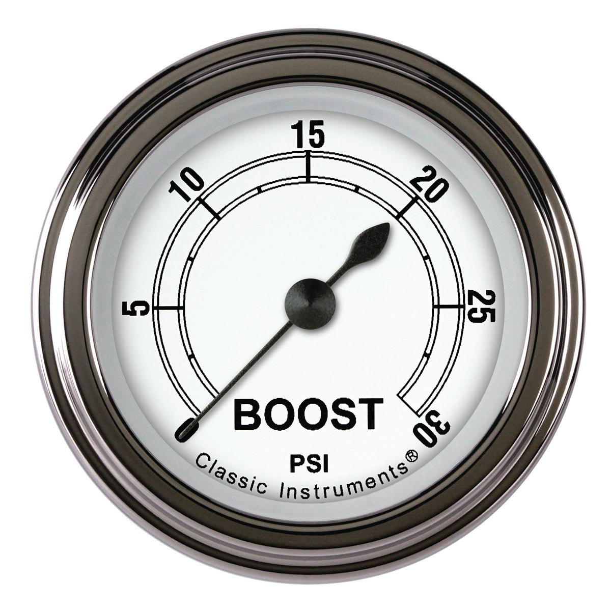 Classic Instruments Classic White 2-1/8" Boost Gauge (30 PSI) - CW142SLF