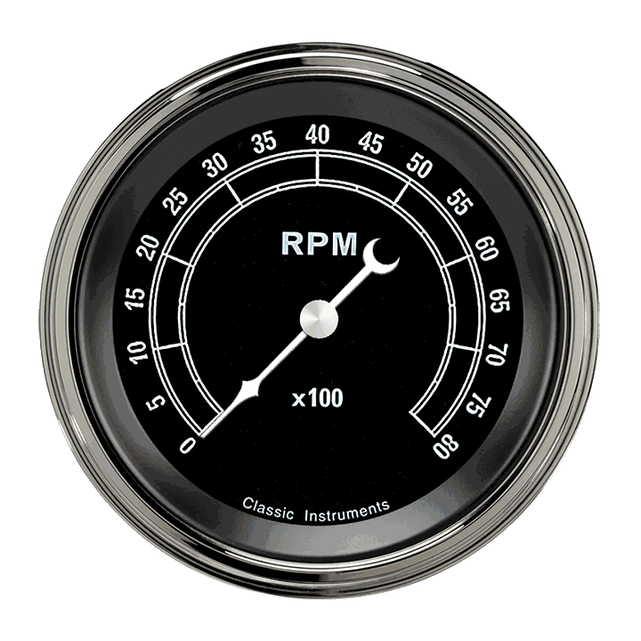Classic Instruments Traditional 3" Tachometer Gauge (8000 RPM) - TR80SLC