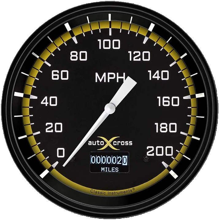 Classic Instruments AutoCross Yellow 4-5/8" Speedometer Gauge w/ Info Screen - AX56DYBLF