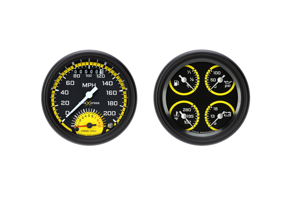 Classic Instruments Autocross Yellow Ultimate 3" Quad Gauge GM - AX32YBPF