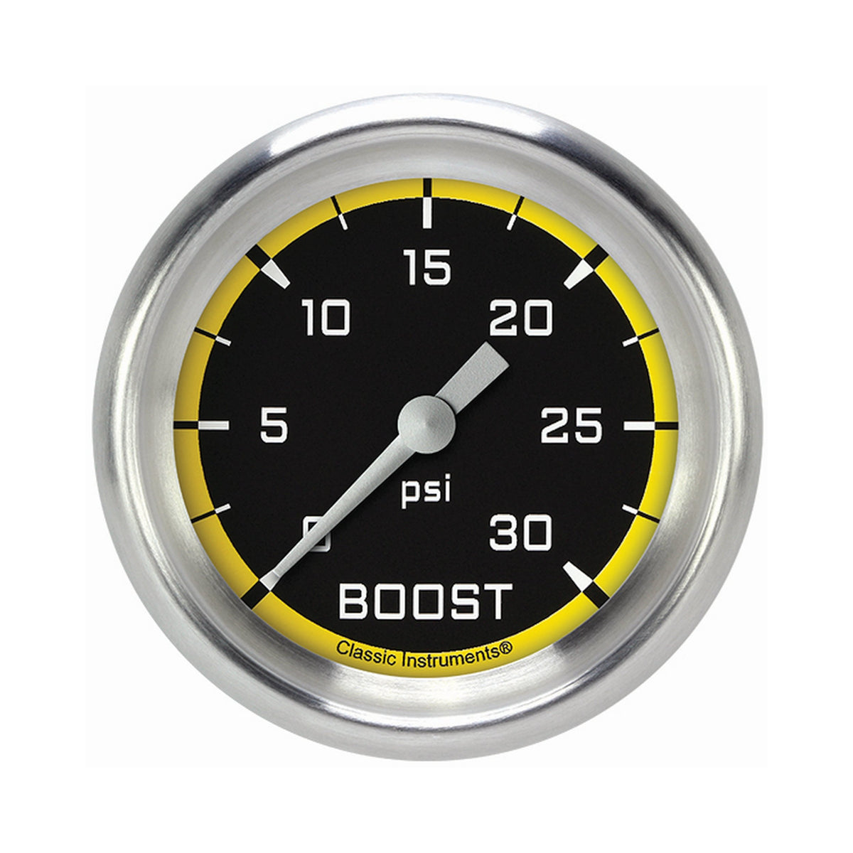 Classic Instruments Autocross Yellow 2-5/8" Boost Gauge (30 PSI) - AX342YAPF