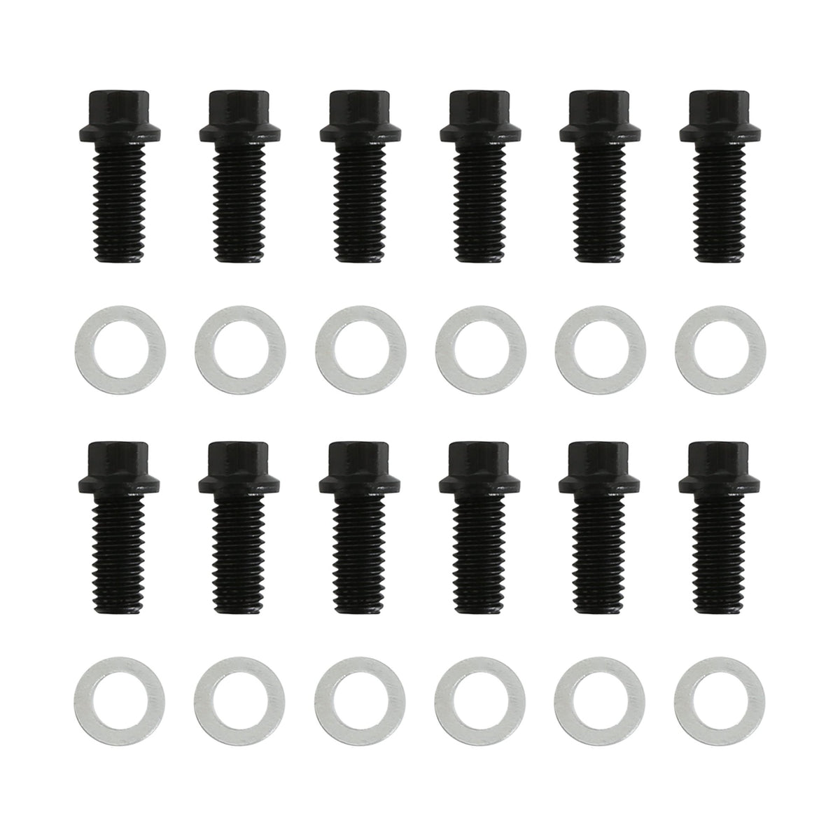 Mr. Gasket Header Bolts - 3/8-16 x 3/4 Inch Mini Hex Head - Black Oxide - 3409