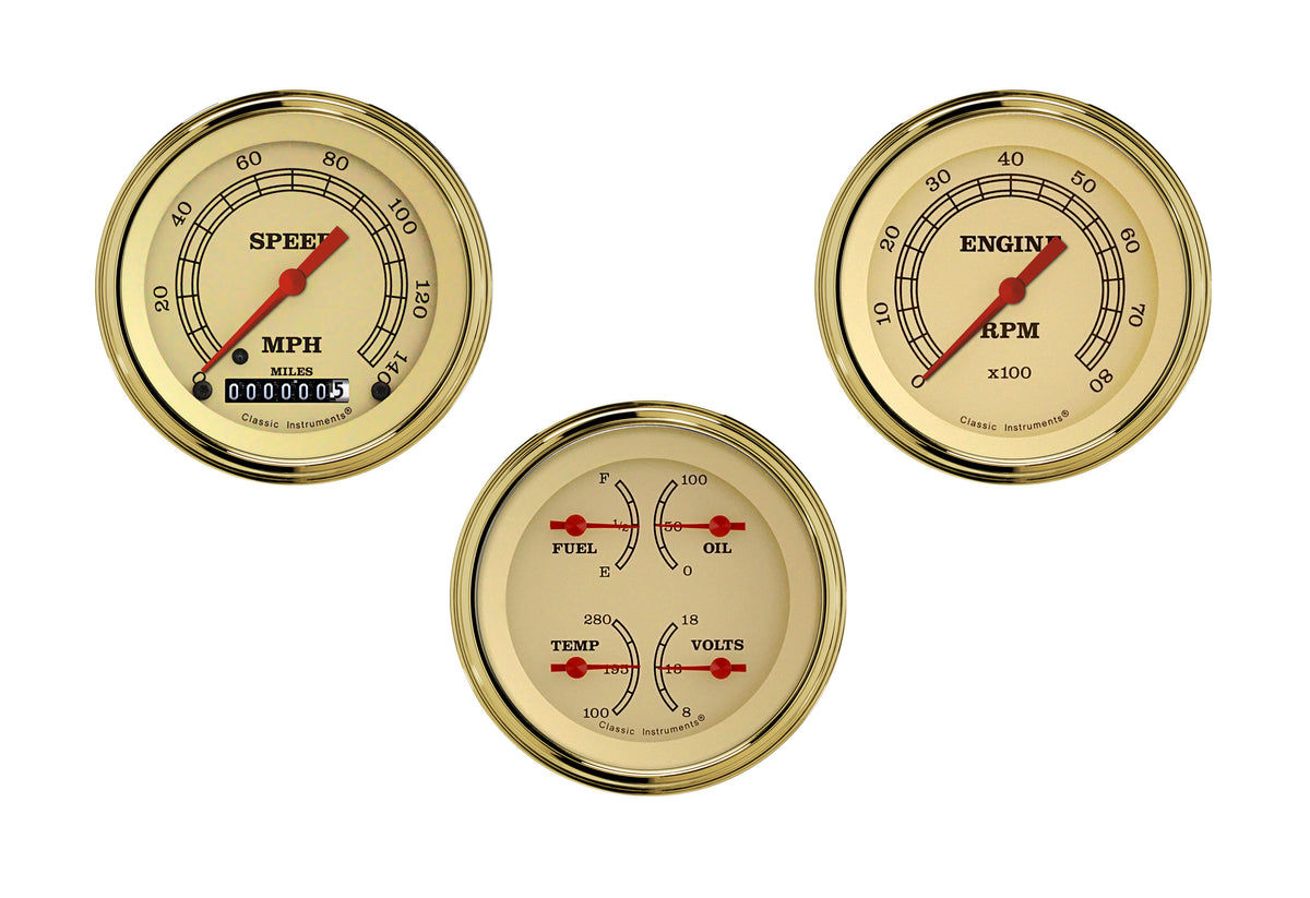 Classic Instruments Vintage 3" Speedo/Quad/Tach-GM - VT03GLF
