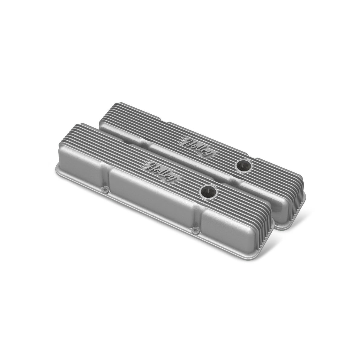 Holley Valve Covers - Vintage Series - Finned - SBC - Natural - 241-240
