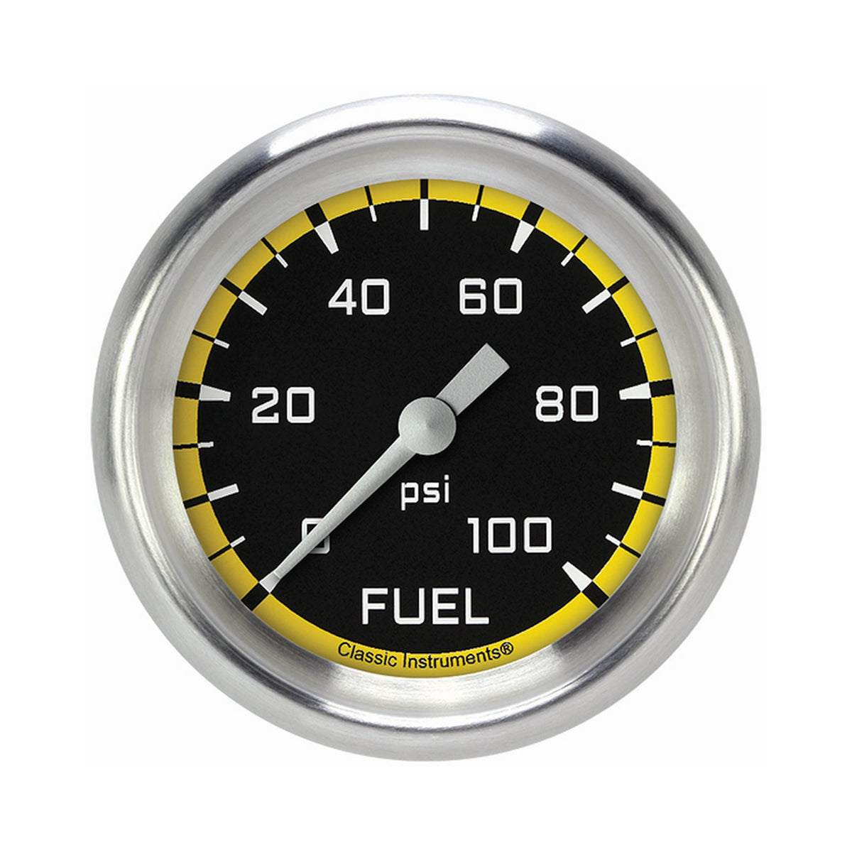 Classic Instruments Autocross Yellow 2-5/8" Fuel Pressure Gauge (100 PSI) - AX346YAPF