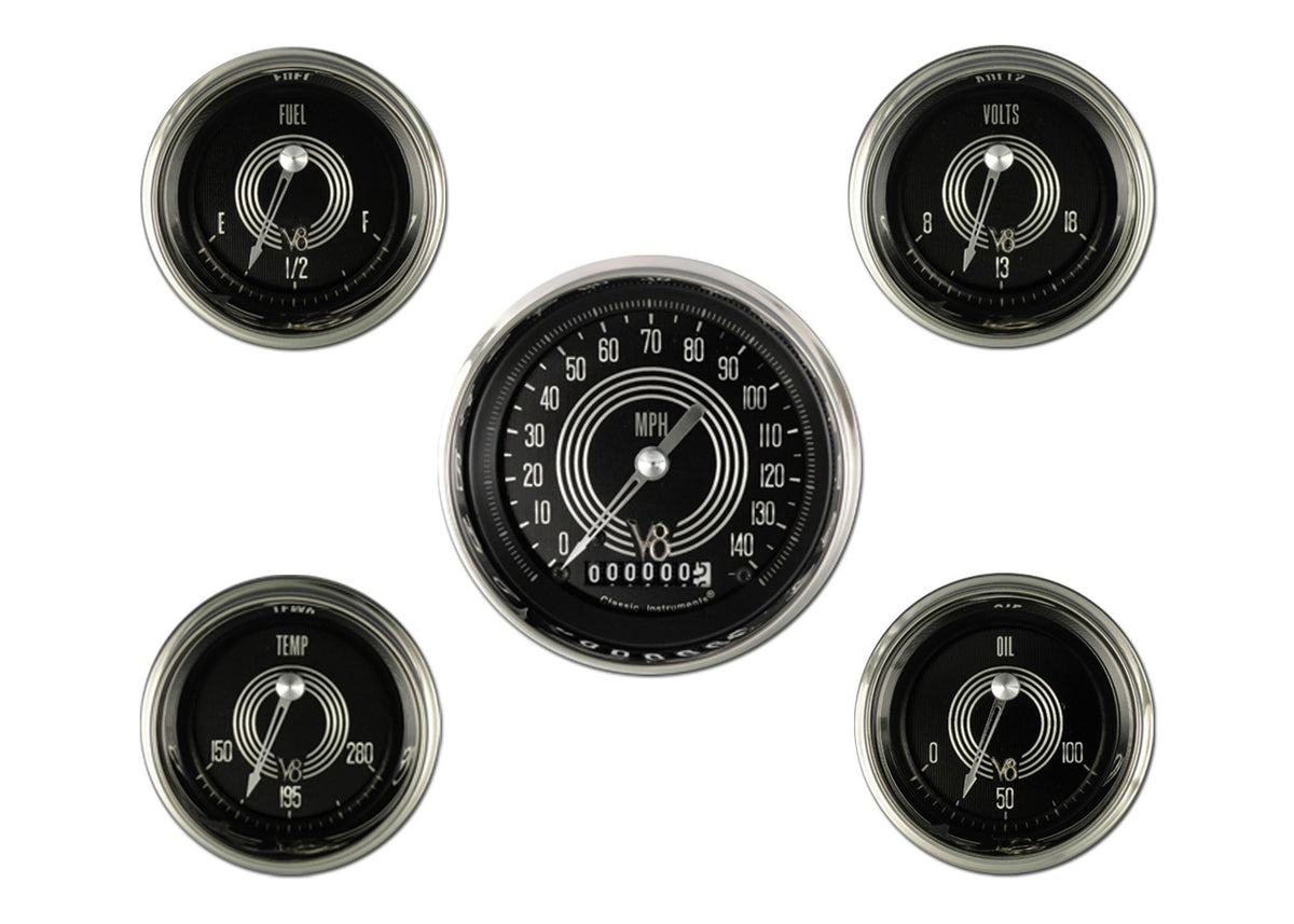 Classic Instruments V8 Speedster Six Gauge Set - V8SR00SHC