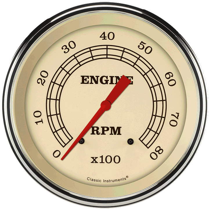 Classic Instruments Vintage 5" Tachometer Gauge (8000 RPM) - VT71SLC