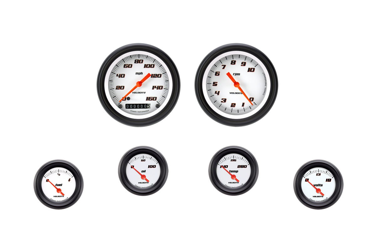 Classic Instruments Velocity White Six Gauge Set - VS01WBPF