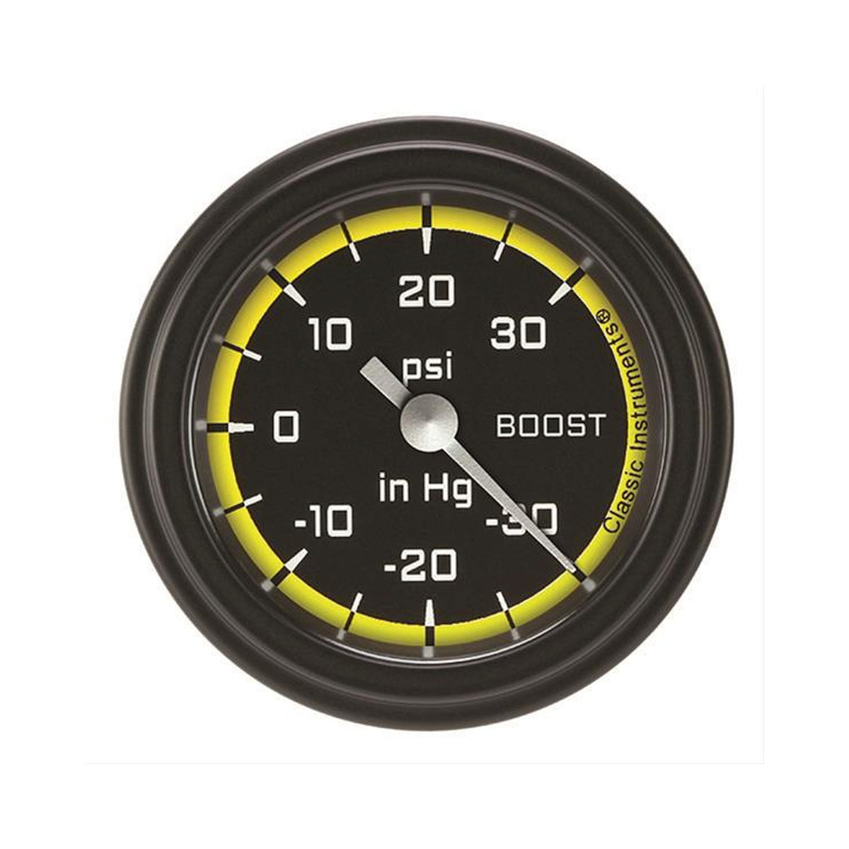 Classic Instruments Autocross Yellow 2-1/8" Boost/Vacuum Gauge - AX141YBLF