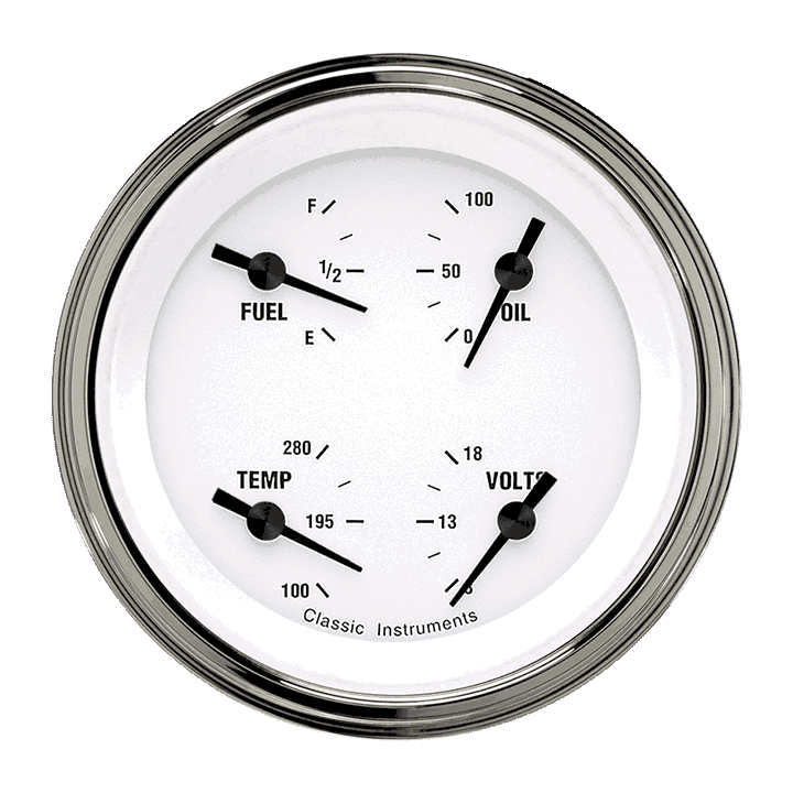 Classic Instruments White Hot 3" Quad Gauge (75-10 Ohm) - WH73SLC