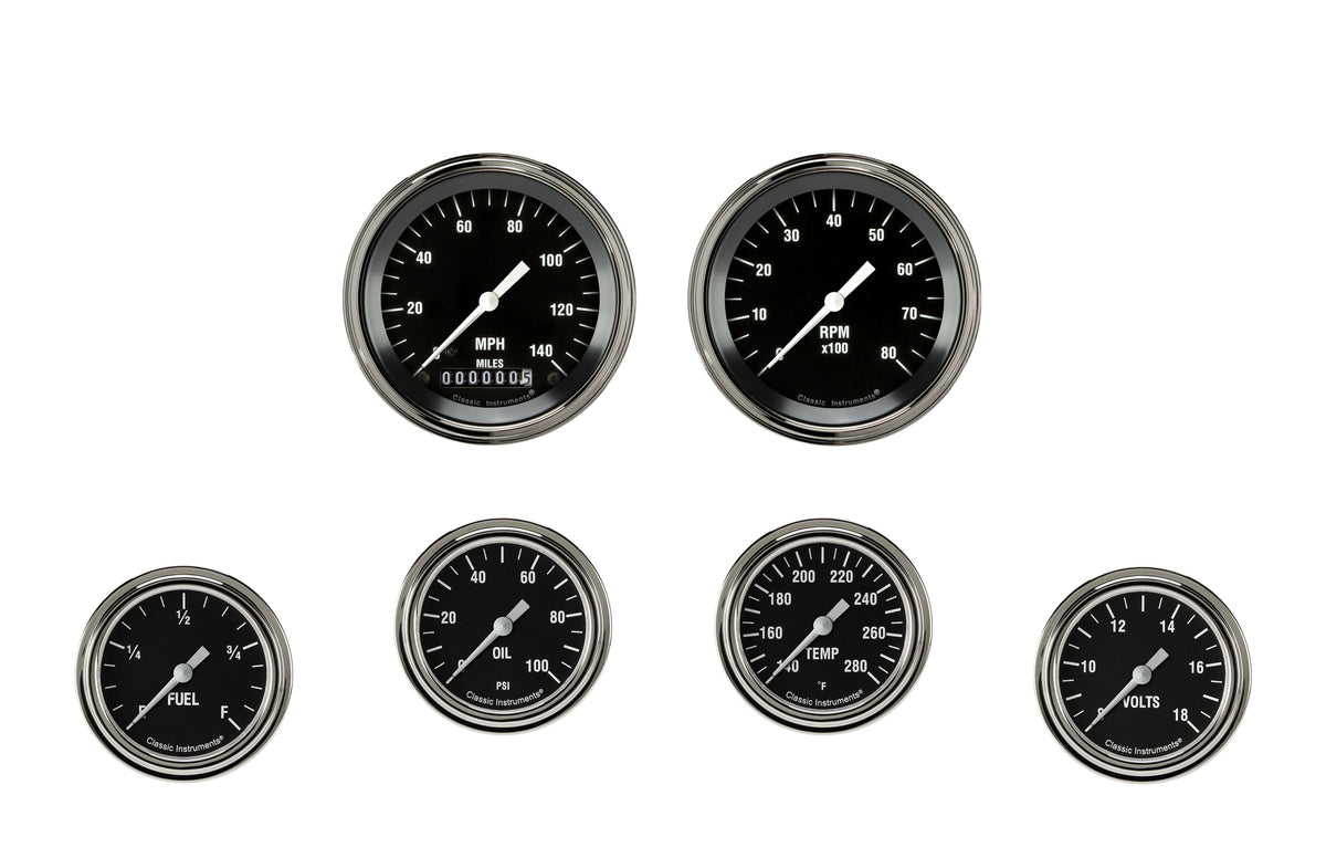 Classic Instruments Hot Rod Six Gauge Set - HR301SLF