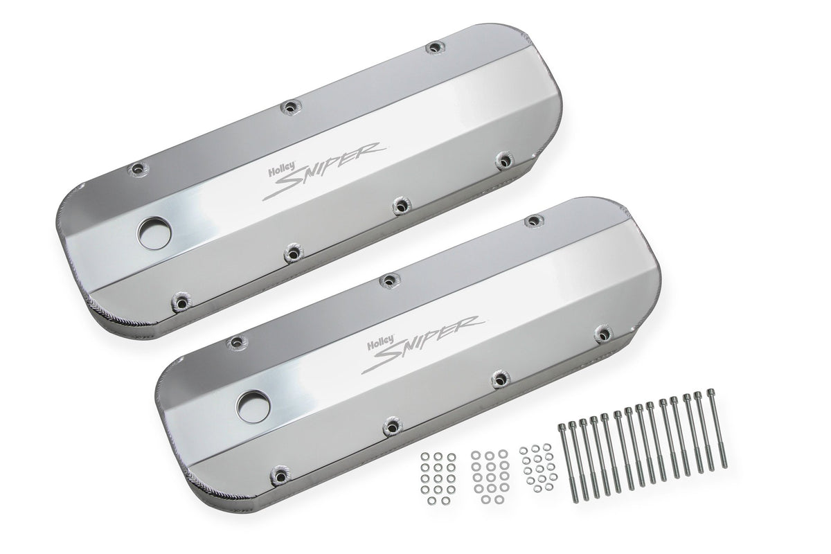 Holley Sniper Valve Cover - Fabricated Aluminum - BBC - Natural Anodized - 890002