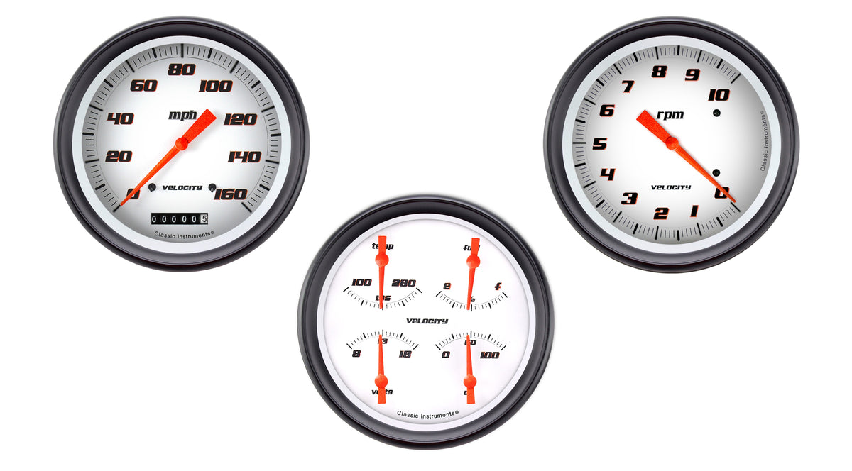 Classic Instruments Velocity White Speedo/Tach Quad Set GM - VS53WBPF