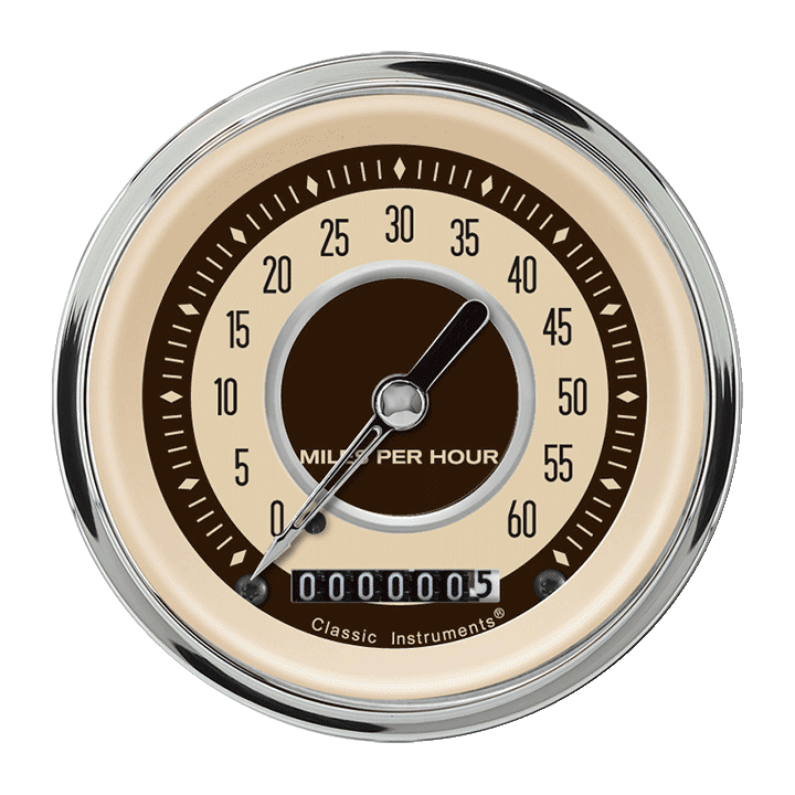 Classic Instruments Nostalgia VT 3-3/8" Low Speed Speedometer Gauge - LSNT