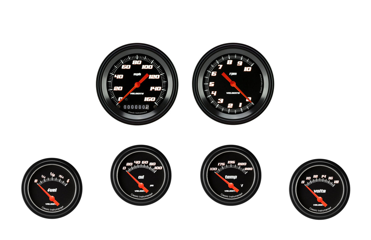 Classic Instruments Velocity Black Six Gauge Set - VS201BBLF