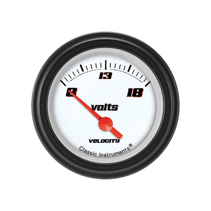 Classic Instruments Velocity White 2-1/8" Volt Gauge - VS30WBLF