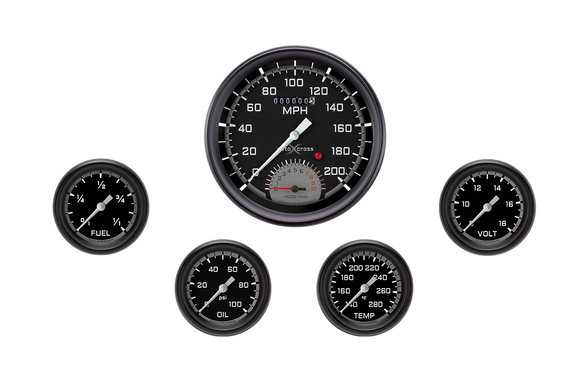 Classic Instruments AutoCross Gray Five Gauge Set - AX365GBPF