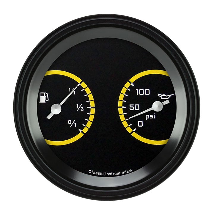Classic Instruments AutoCross Yellow 3-3/8" Fuel & Oil Dual - AX72YBLF