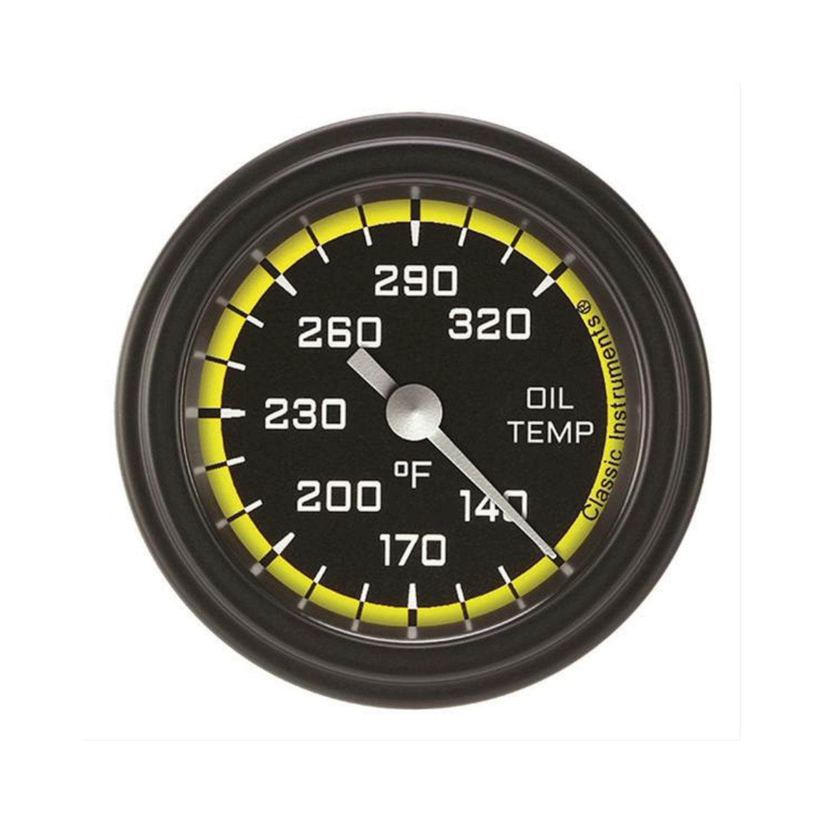 Classic Instruments Autocross Yellow 2-1/8" Oil Temperature Gauge - AX128YBLF