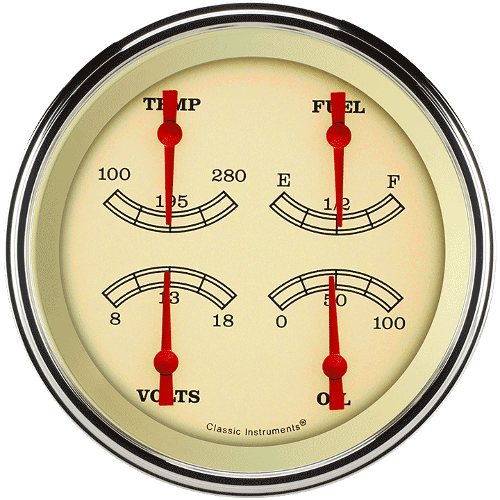 Classic Instruments Vintage 4-5/8" Quad Gauge - VT75SLF