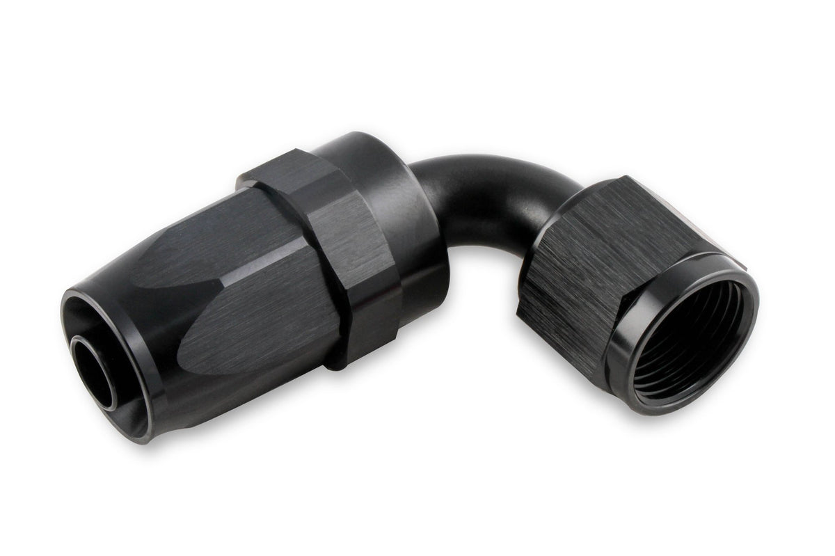 Mr. Gasket -10 AN 90 Degree Swivel Hose End - Black - 229010-BL